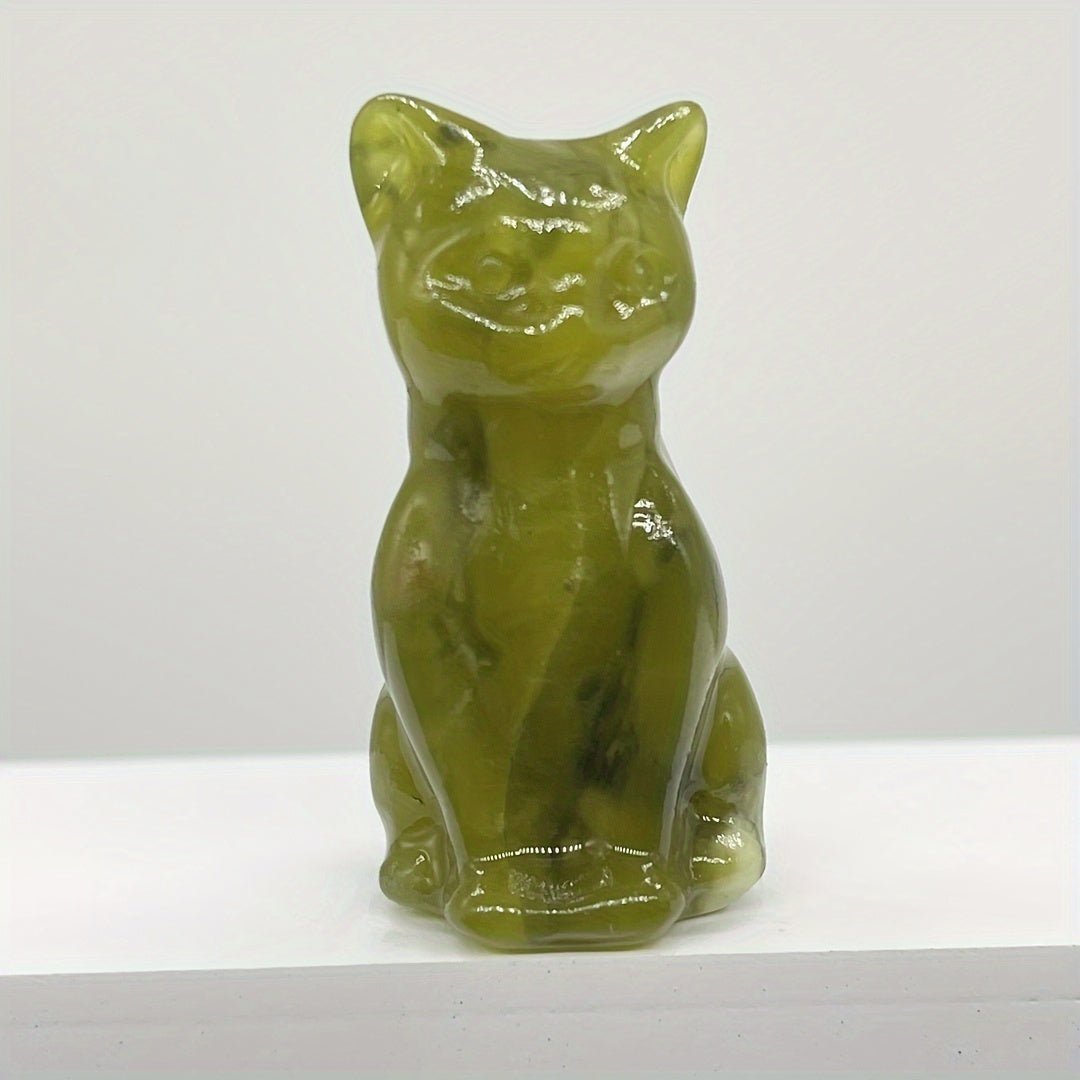 Натуральная кристальная резьба кота для домашнего декора, очаровательный стильный орнамент