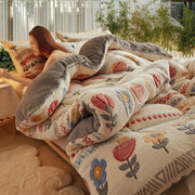 Boho Floral Quilt Polyester Fiber Woven Yellow for Bedroom Guest Room All Seasons