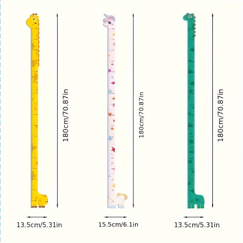 Adhesivos de vinilo para pared con estampado de animales, jirafa y dinosaurio, para medir la altura, decoración para la habitación de los niños