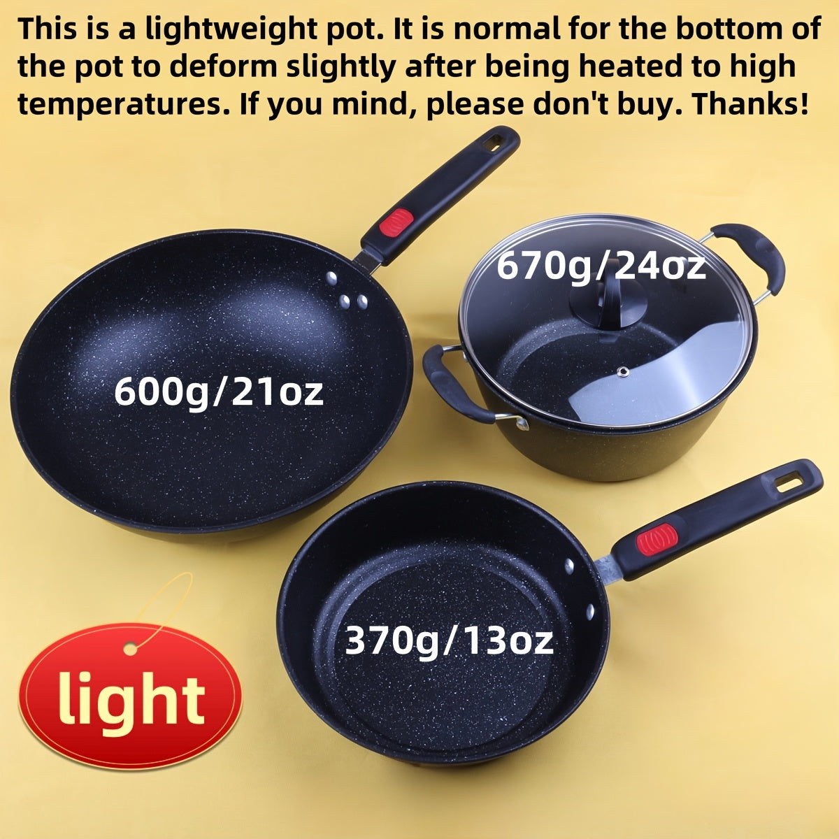 Uchta qozon to'plami, tosh qozon, qovurish panasi va qaynatish qozoni. Oila ovqatlari va qovurish uchun mukammal, oson pishirish uchun yopishmaydigan qoplama bilan. Steyklar va Xitoy taomlari uchun ajoyib.