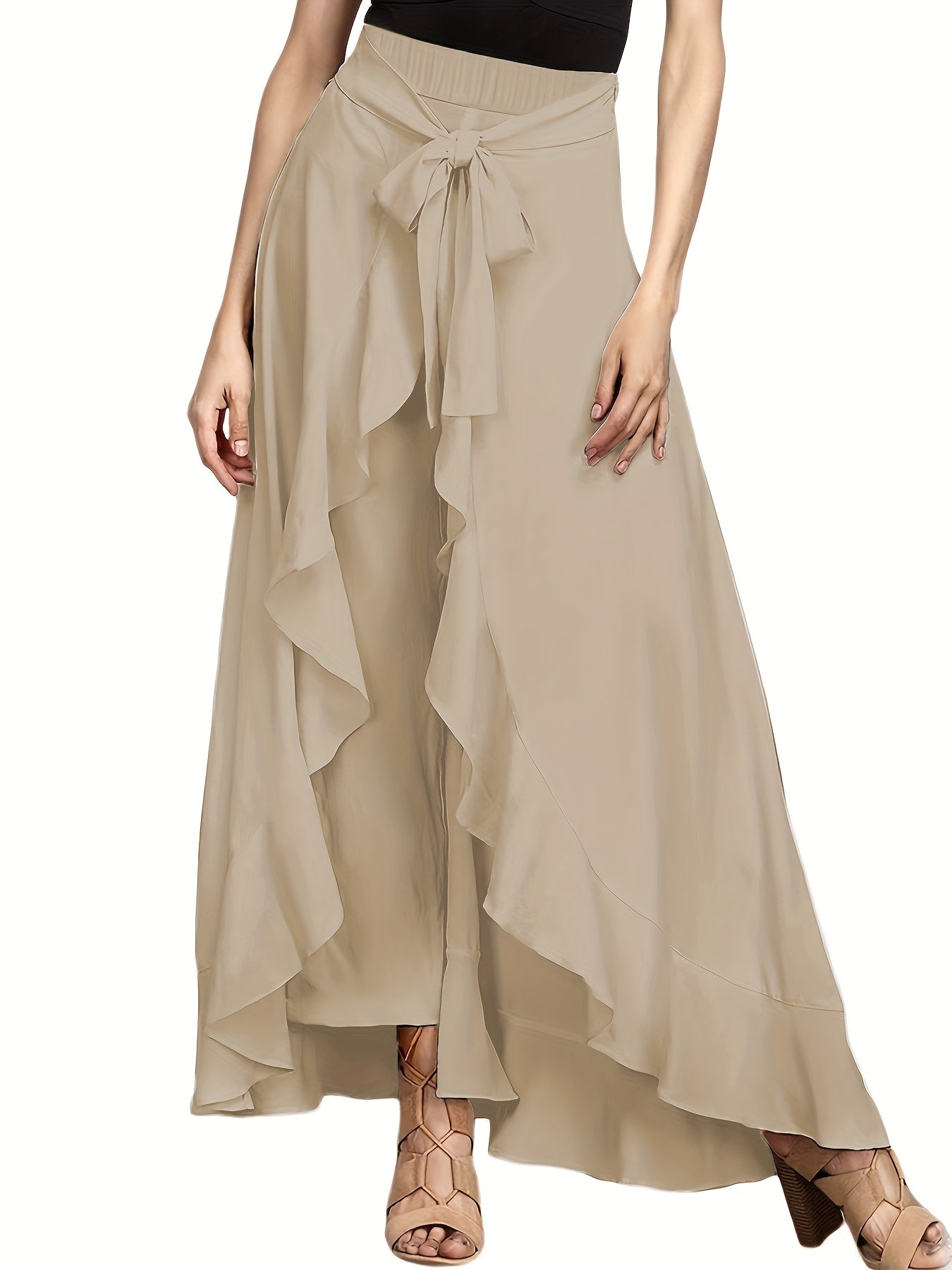 Брюки большого размера Navy с широкими штанинами и деталями с завязками спереди, из неэластичного полиэстера, повседневные, для всех сезонов