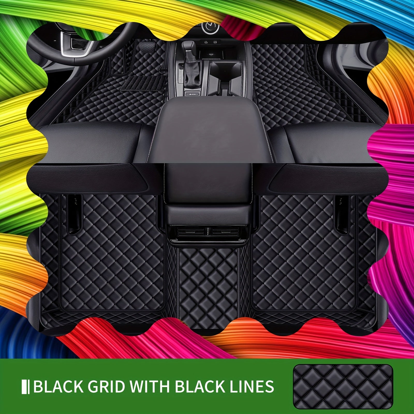 3pcs Faux Leather Car Floor Mats Set for EVs Durable Easy to Clean Black