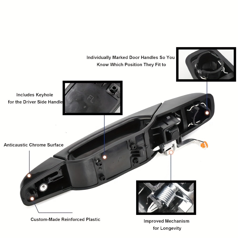 4pcs Black Exterior Car Door Handles Replacement for SUV Front and Rear