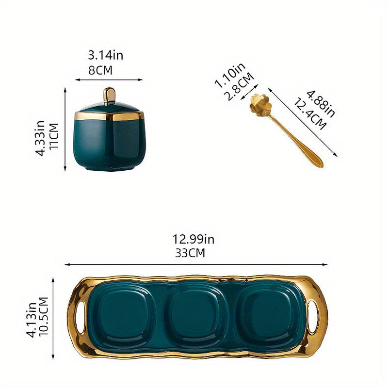 Juego de 3 piezas de tarros de porcelana para condimentos con tapas, organizador de azúcar, especias y condimentos
