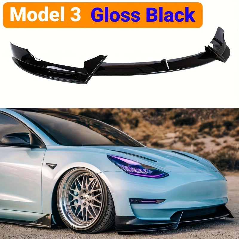 Car Front Lip Spoiler Splitter Body Kit for Tesla Model 3 and Y Glossy Black