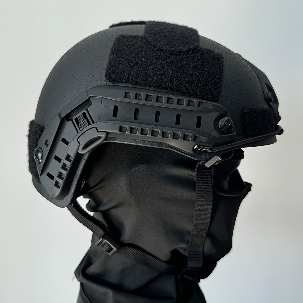 Fiberglass Tactical Helmet with Accessory Rails Adjustable Straps for Training and Adventure Gear
