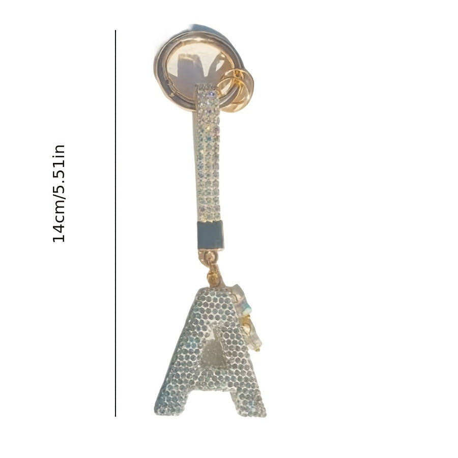 Resin Letter M Keychain Rhinestone Decor Gift Accessory for Birthdays and Christmas