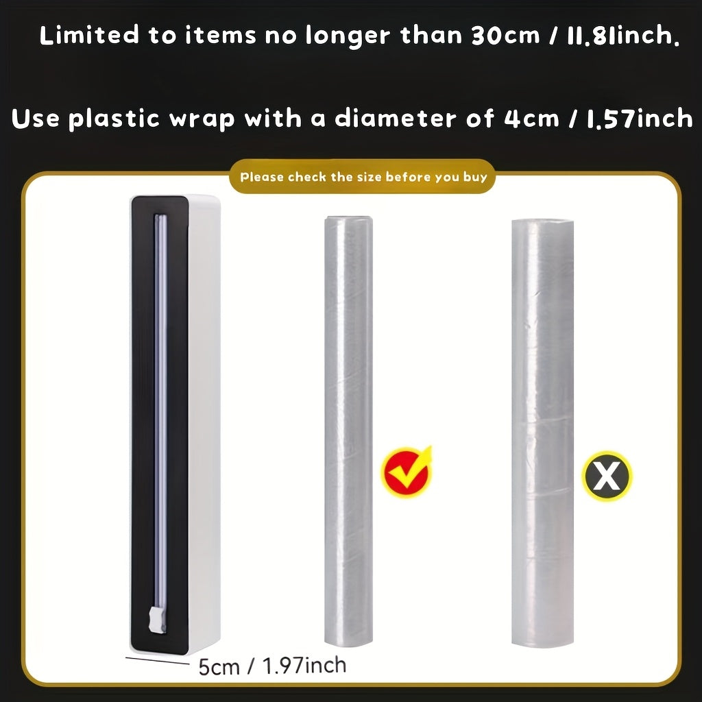 Plastic Wrap Dispenser with Reusable Fresh Wrap Machine for Kitchen Drawer Storage