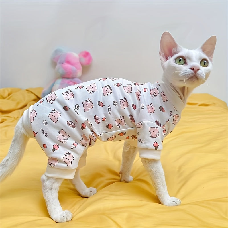 Ice Cream Cone Pattern Pet Pajamas Made of Polyester for Small to Large Breeds