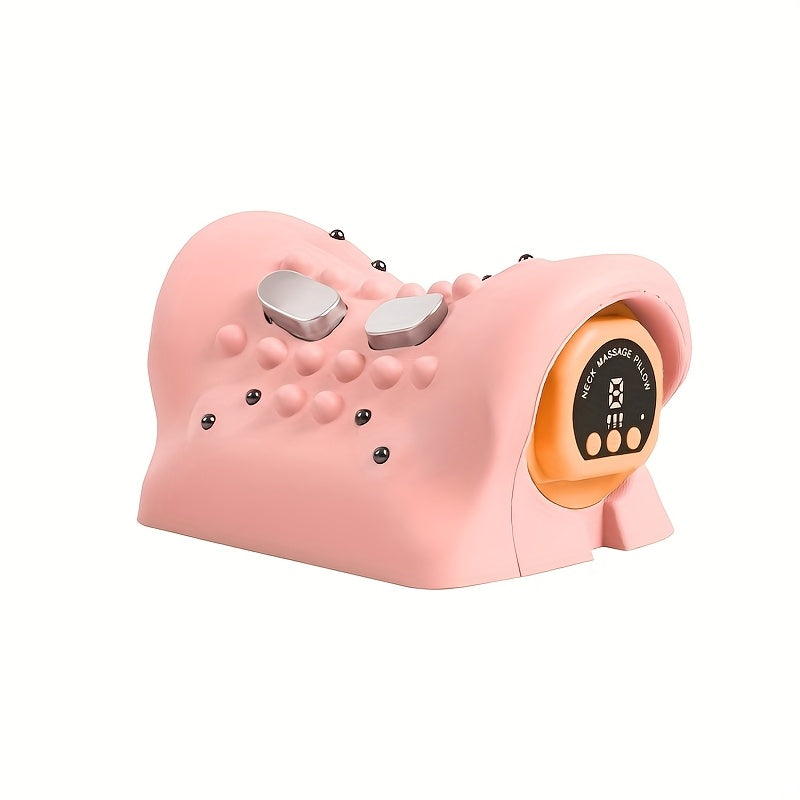 Corrector eléctrico de curvatura cervical con almohada de masaje vibratorio rosa y pulsación de presión caliente