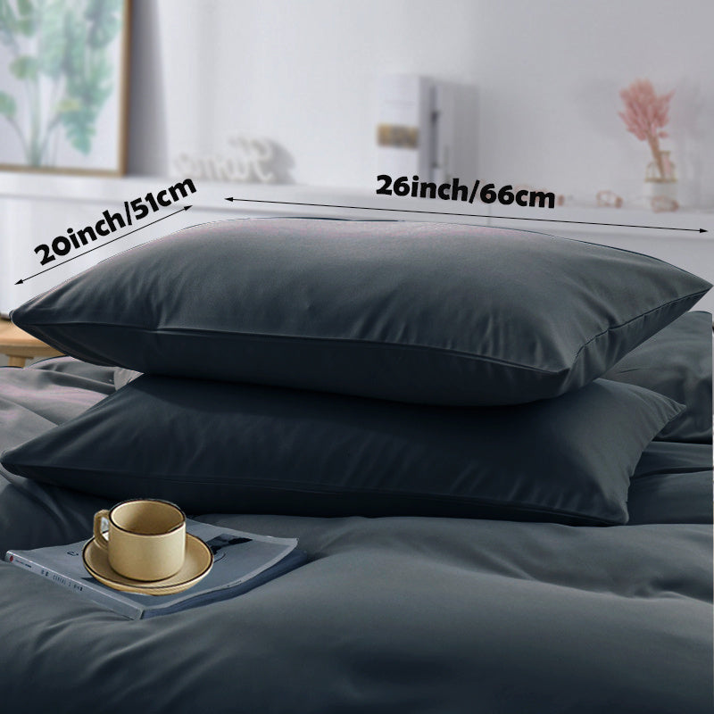 Set of 2 Soft Polyester Pillowcases Non-Wrinkle Fade-Resistant Lightweight Machine Washable