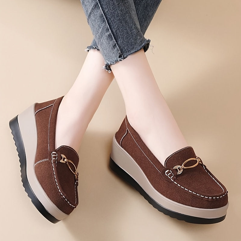 Women's Slip-On Chunky Platform Loafers Synthetic Casual Shoes All-Season