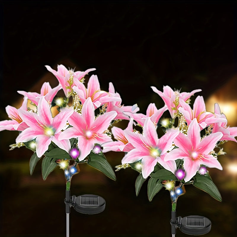 Solar Lily Garden Lights with 7 LED Heads Energy-Efficient Outdoor Pathway Yard Decor