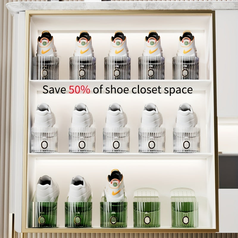 Juegos de organizadores de almacenamiento para zapatos de 10 o 20 piezas, de plástico ajustable, doble capa, transparente