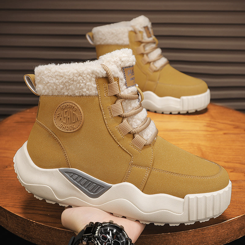 Women's Winter Slip-On Sneakers with Fleece Lining Casual Low Block Heel