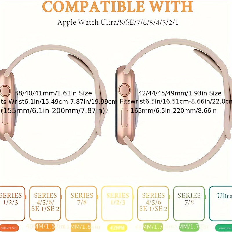 Силиконовые спортивные смарт-часы, набор из 4 штук с бабочковым замком, водоотталкивающие, совместимые с Apple Watch Series 1-9, SE и Ultra, унисекс, без батареи