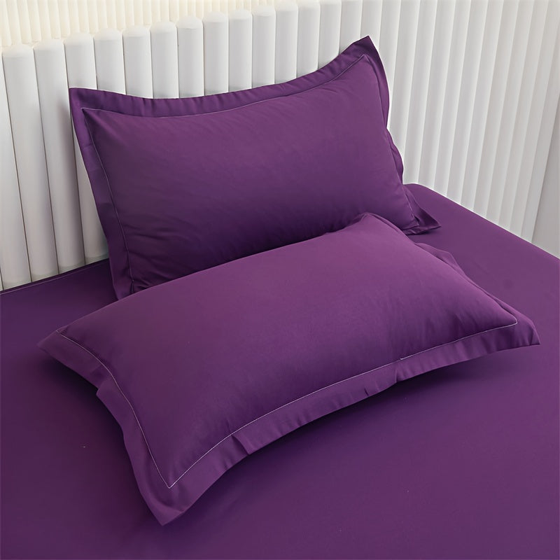 Элегантный 3-частный комплект на кровать с двойным кружевом - включает 1 накидку на кровать и 2 наволочки, однотонного цвета. Нескользящий и идеально подходящий для всех сезонов, этот комплект можно стирать в машинке для легкого ухода.