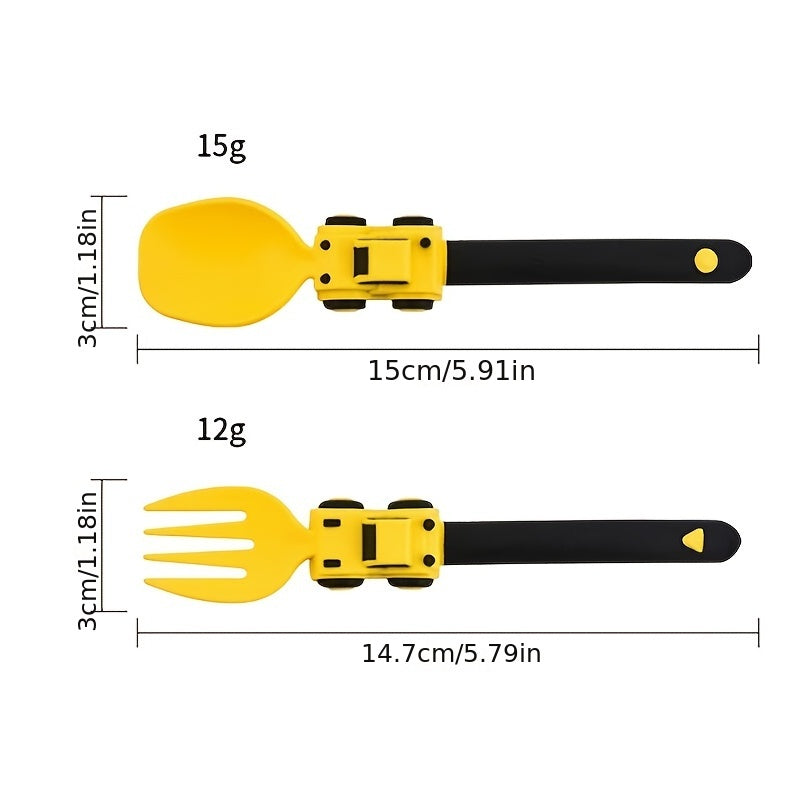 Kids Cartoon Race Car Kids Utensils Fork and Spoon Set for Children Self-Feeding