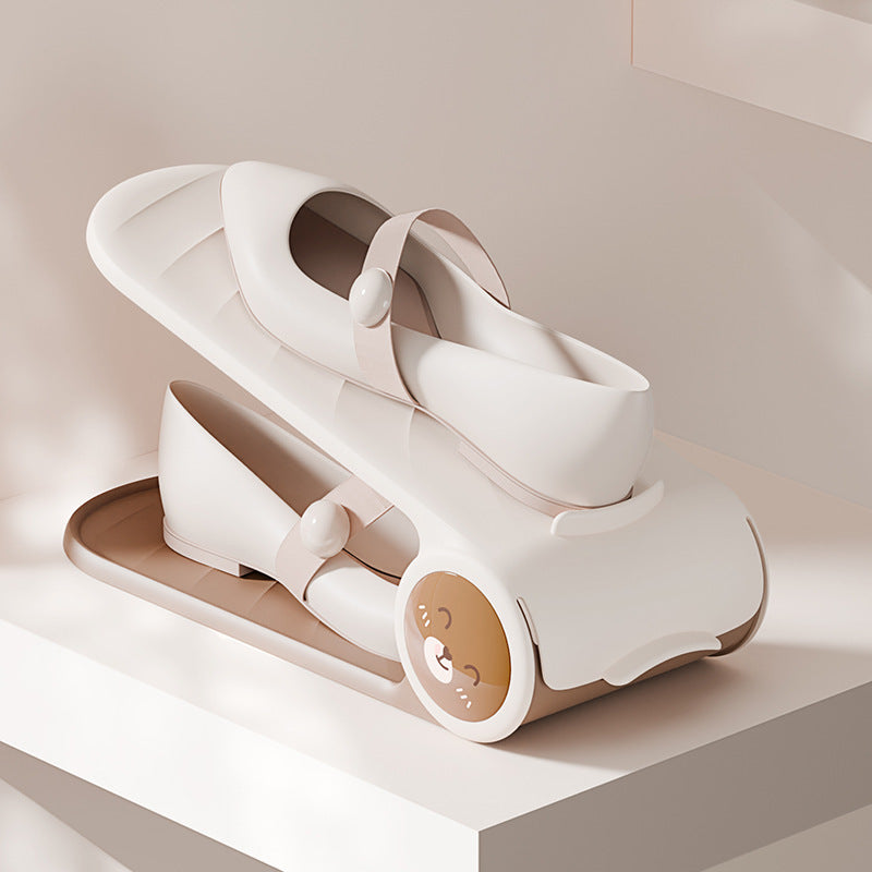 Регулируемая пластиковая полка для обуви - двухслойный органайзер для обуви для гостиной или общежития - неэлектрический напольный шкаф для хранения обуви