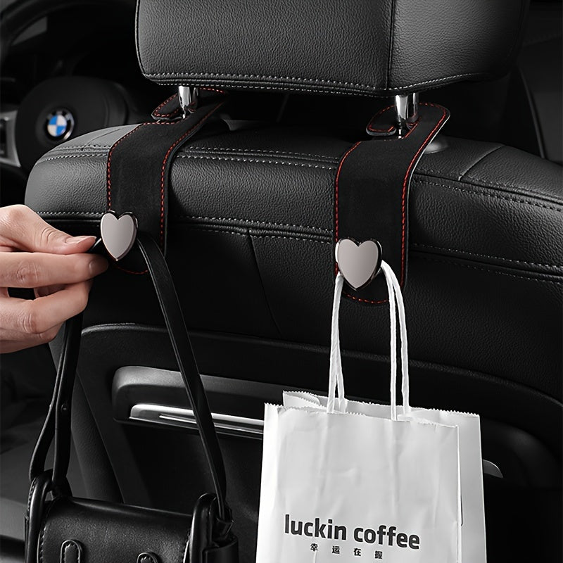 Gancho oculto en la parte trasera del asiento del coche para colgar objetos pequeños, de cuero PU, con almacenamiento en aleación de metal