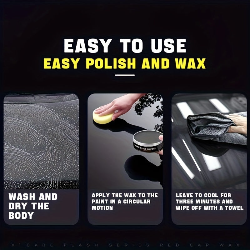 Black Car Wax Paste for Stain Removal Gloss Enhancement Waterproof Protection
