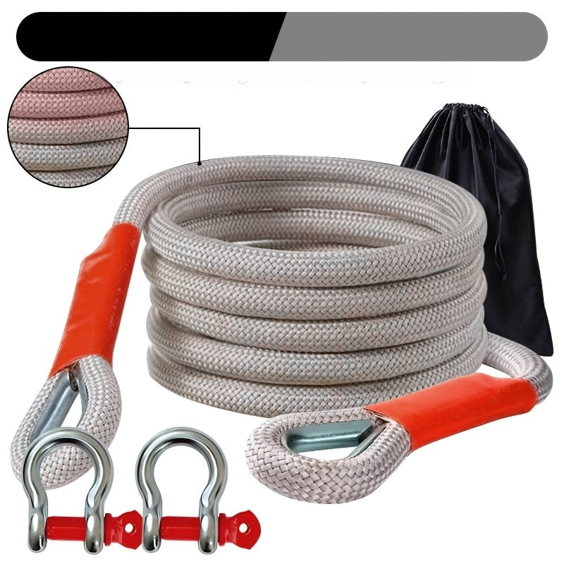 Og'ir yuk Polyamid Tov Rope Seti Off-Road Qayta tiklash uchun SUV transport vositasi bilan po'latdan yasalgan kancalar bilan