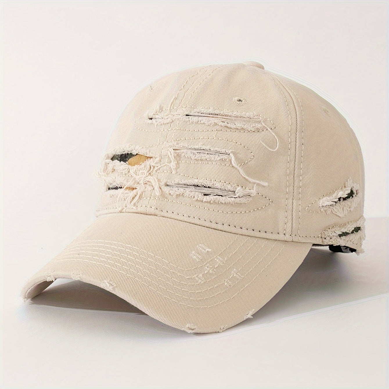 Lightweight Washed Polyester Baseball Cap with Embroidered Patches and Hole Design for Spring Festival and Valentine's Day