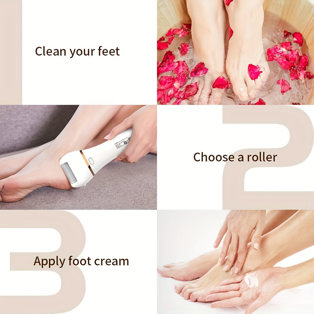 Rechargeable Electric Foot Grinder with LCD Display and 3 Replaceable Heads for Pedicure and Foot Care
