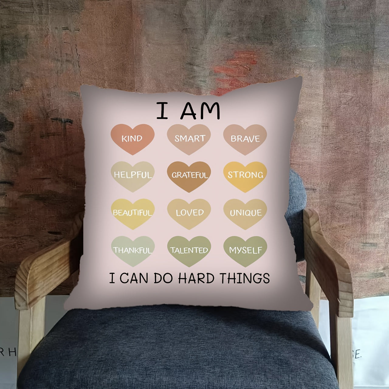 Reversible Polyester Throw Pillow Cover with Inspirational Affirmation for Sofa Chair Home Decor