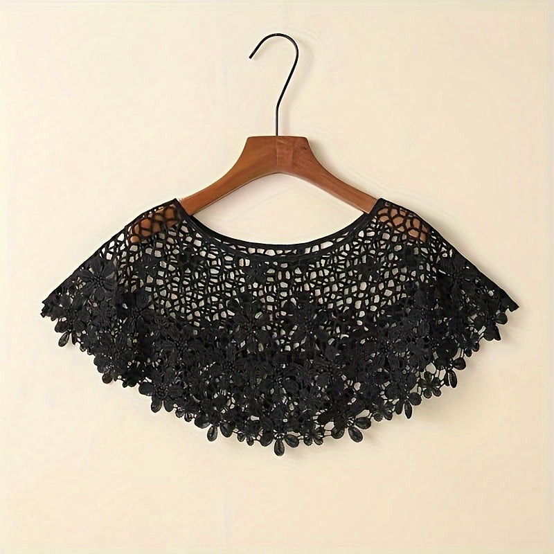 Hollow Lace Shawl Pullover Cape and Monochrome Skirt Set for Summer Women