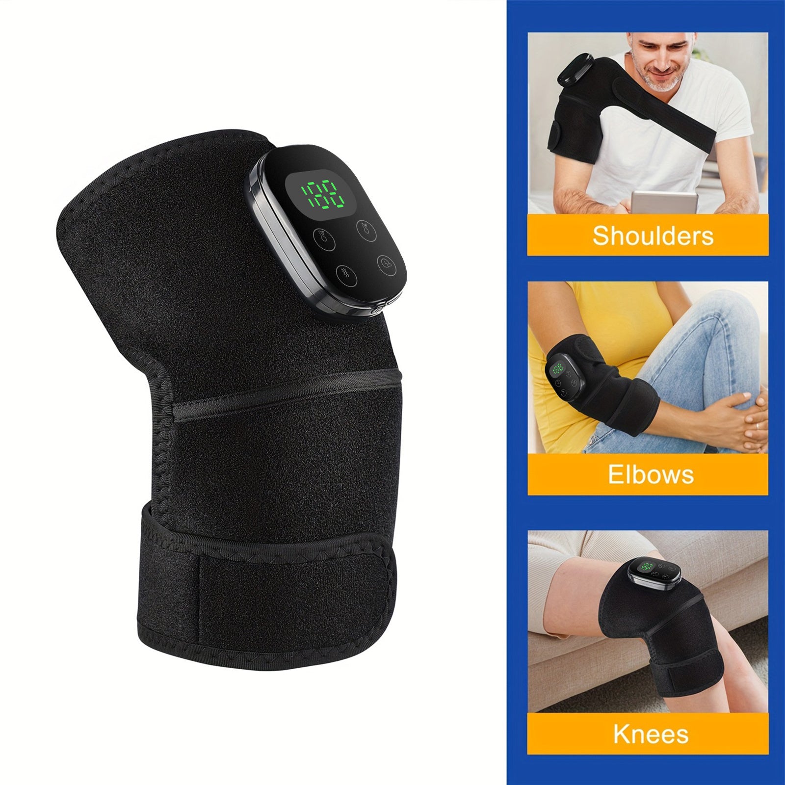 Issiq tizzali massaj qiluvchi, yelka dam olish joyi bilan, sozlanadigan isitish rejimi, tirsak va yelka bo'shashishi, tizzalar, yelkalar, tirsaklar uchun mos.