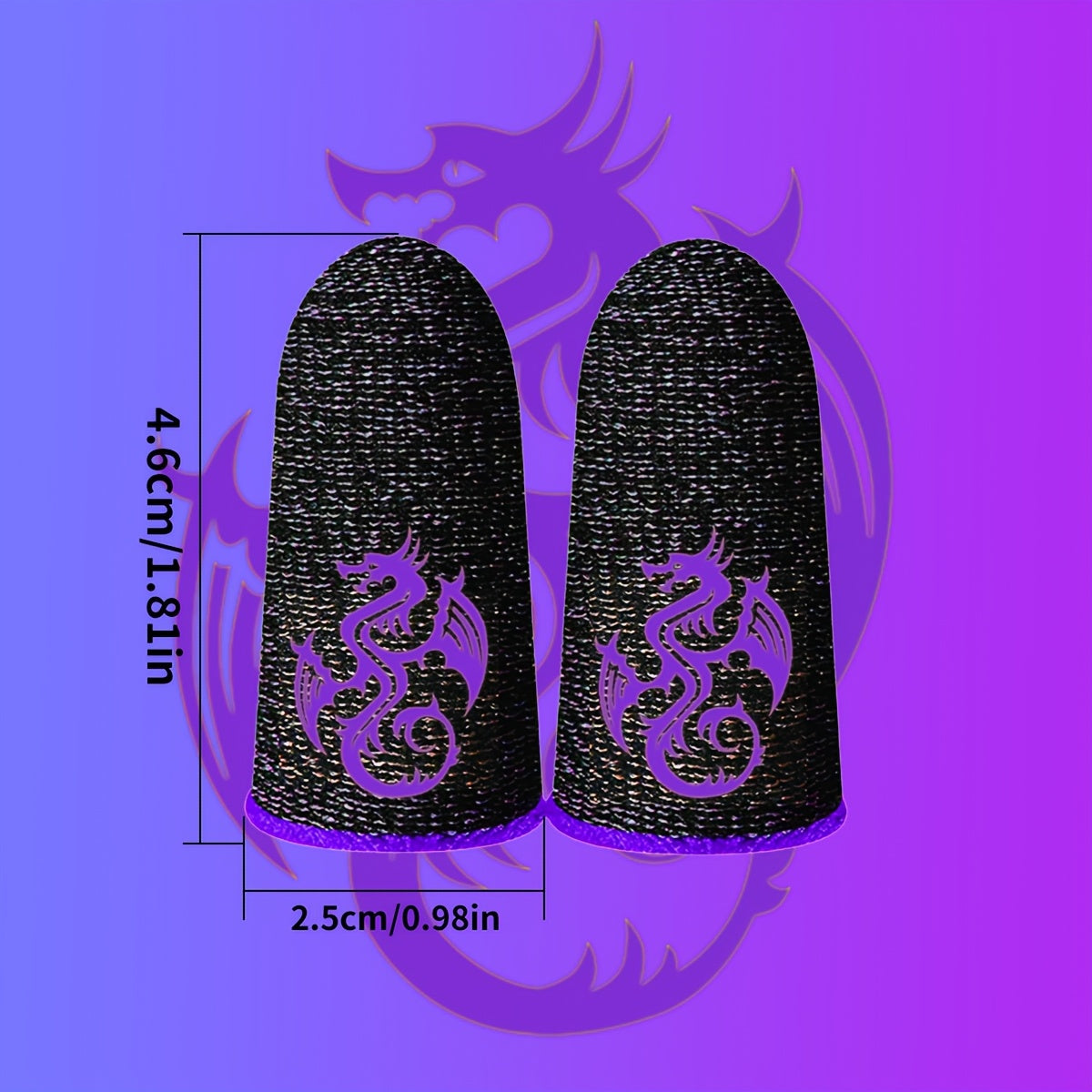 Game Finger Sleeves with Dragon Pattern, Carbon Fiber Material, Breathable, for Mobile Gaming
