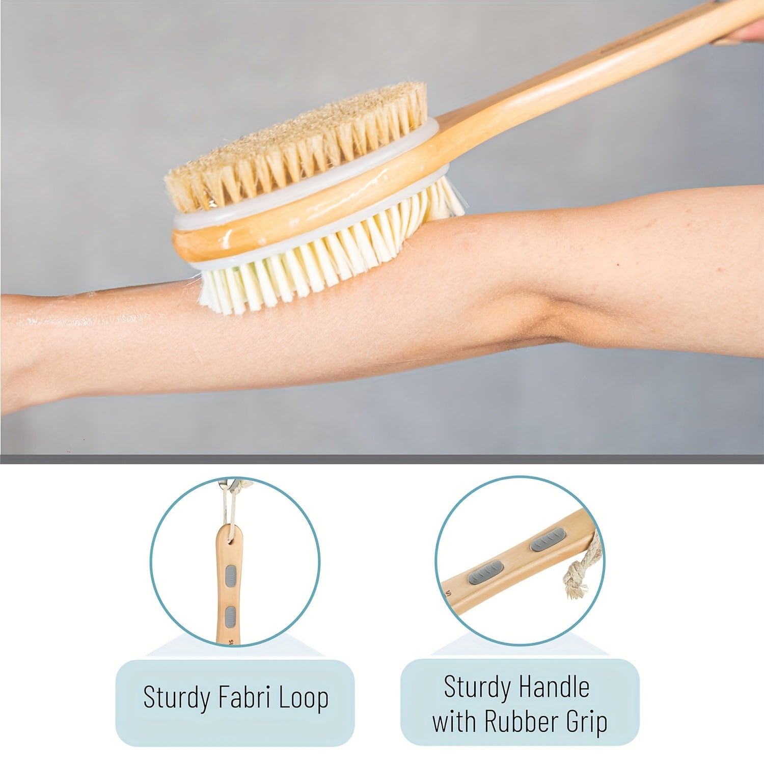 Long-Handled Dual-Sided Shower Brush for Deep Cleaning and Exfoliating