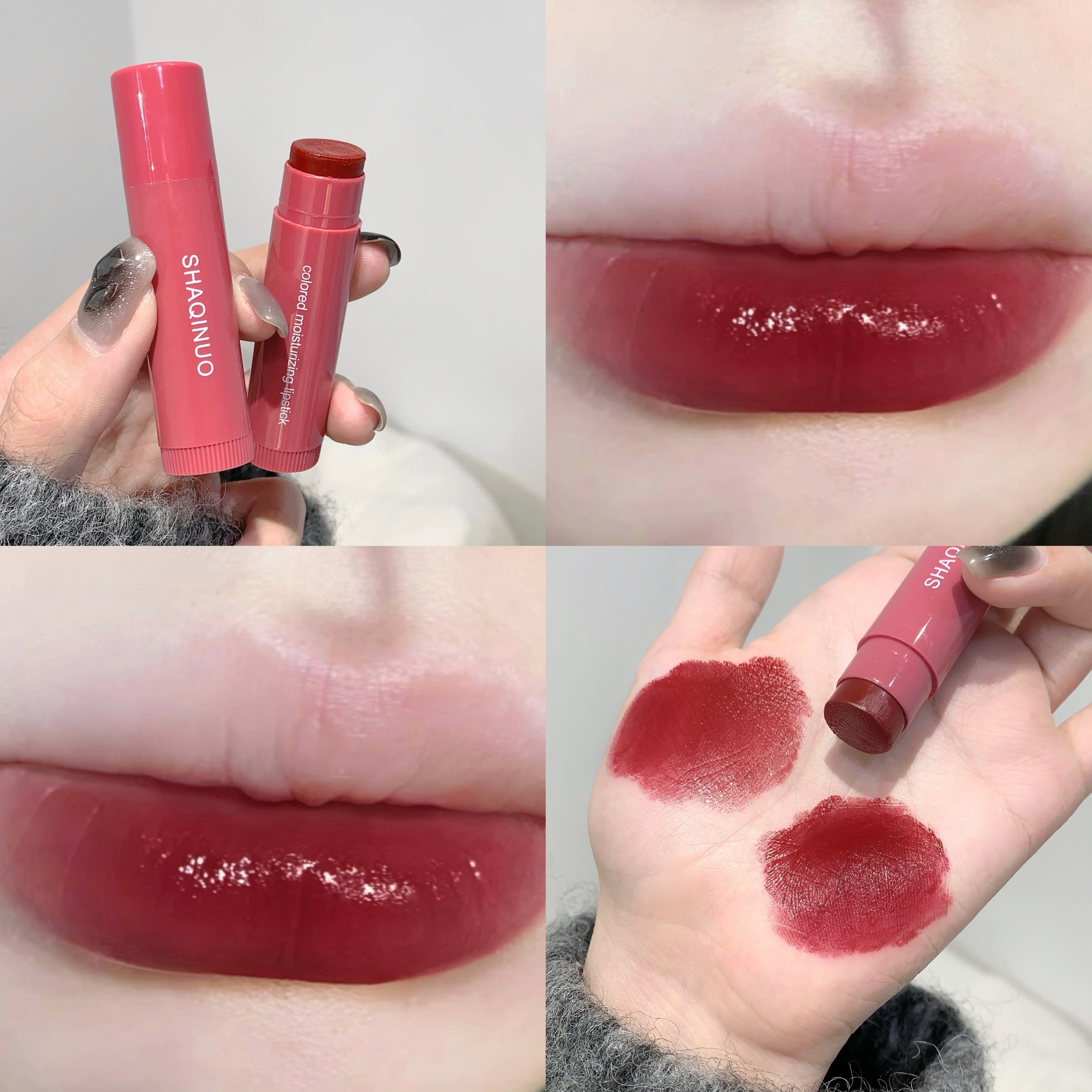 Bálsamo labial de mujer 3 colores agua brillo hidratante anti-escamoso de alto brillo
