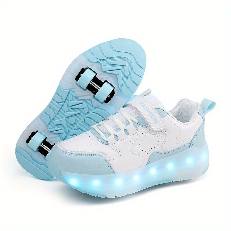 Kids' Low Top Roller Skating Shoes with USB Charging Glowing Effect Breathable Lightweight