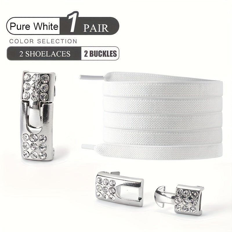 Uniseks elastik loqonlar uchun shnurlash tasmalari, rhinestone buckles bilan, sneakers va kanvas uchun
