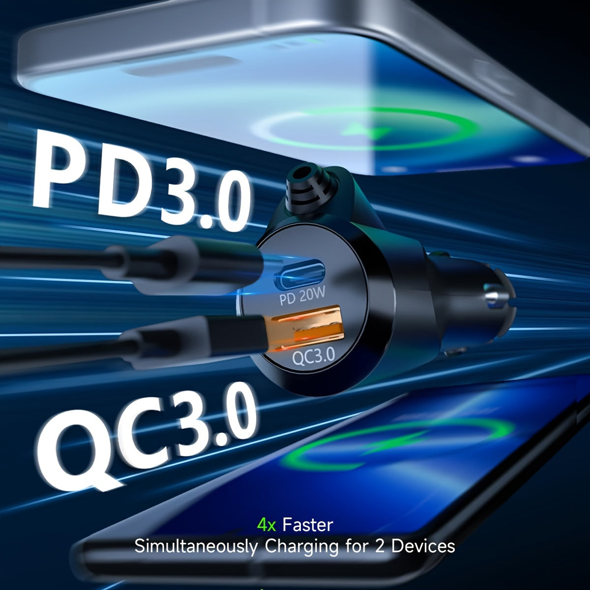 Wireless FM Transmitter with MP3 Player Fast Charging Hands-Free Calling Car Audio Adapter