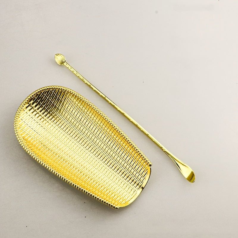 Set de accesorios para té Matcha con acabado en cobre, cucharas de té con patrón de loto y herramientas de Kung Fu