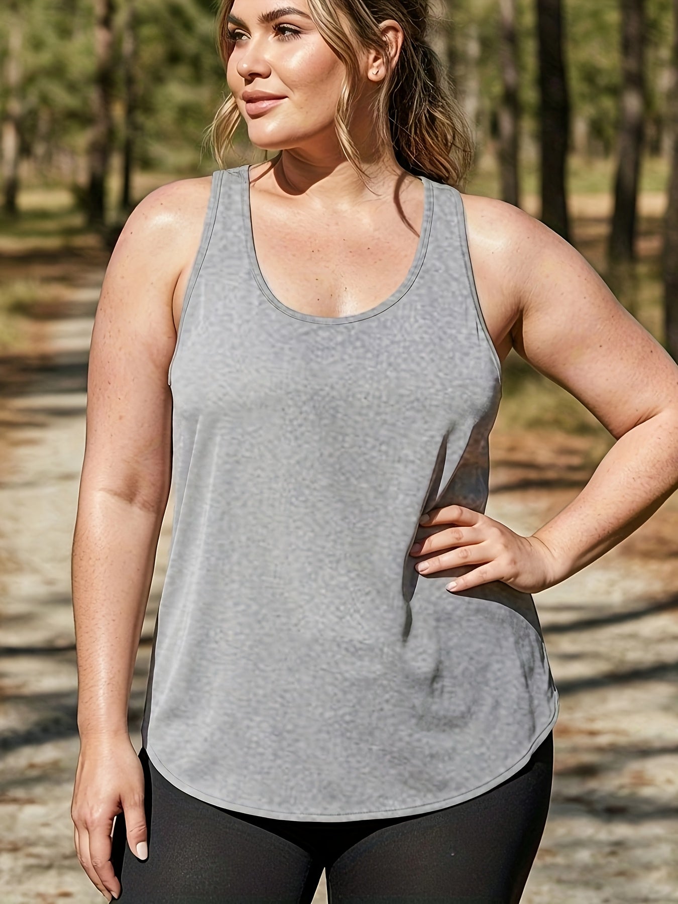 Plus Size Women's Sleeveless Tank Top Breathable Elastic Fit for Yoga Workout