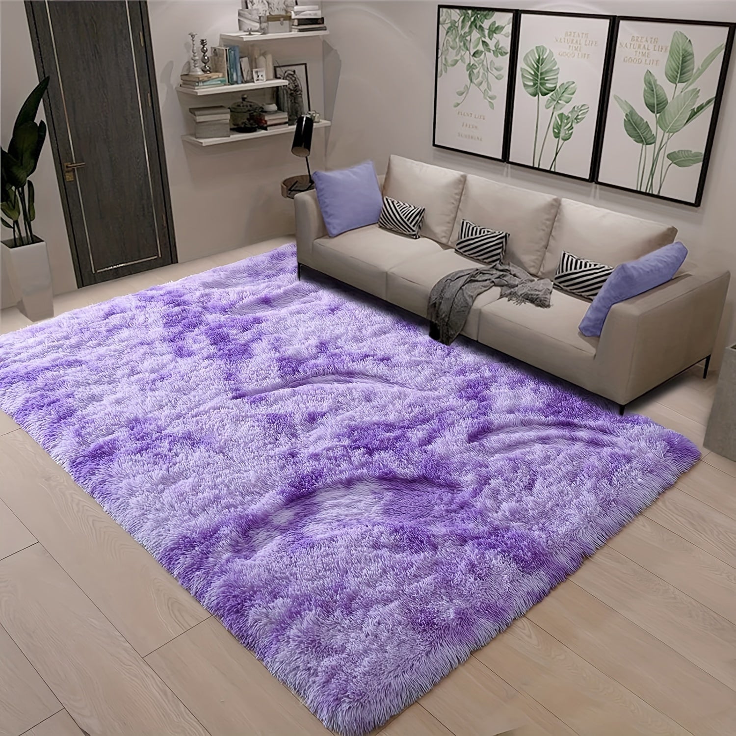 Luxurious Shag Area Rug, Plush Fuzzy, Non-Slip, Machine Washable Bedroom Rug