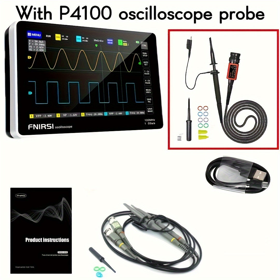 Dual Channel Digital Oscilloscope 7-Inch Touch Screen 100MHz 1GSa/s Battery USB
