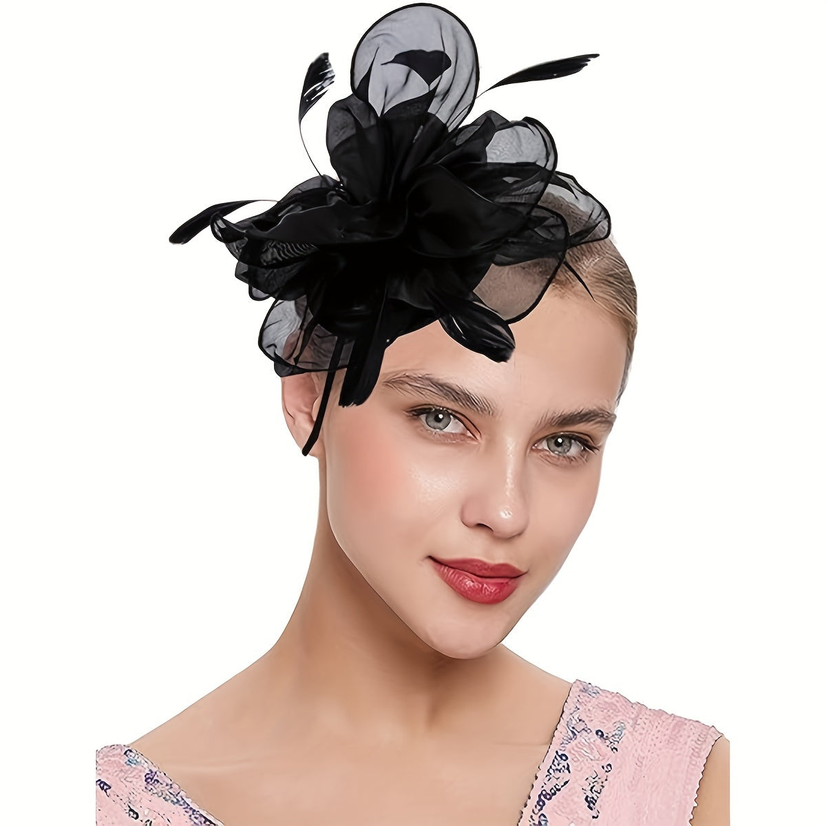 Sombrero fascinator de estilo 1950 para mujer, flor sin plumas, diadema para el cabello, fiesta de té, boda