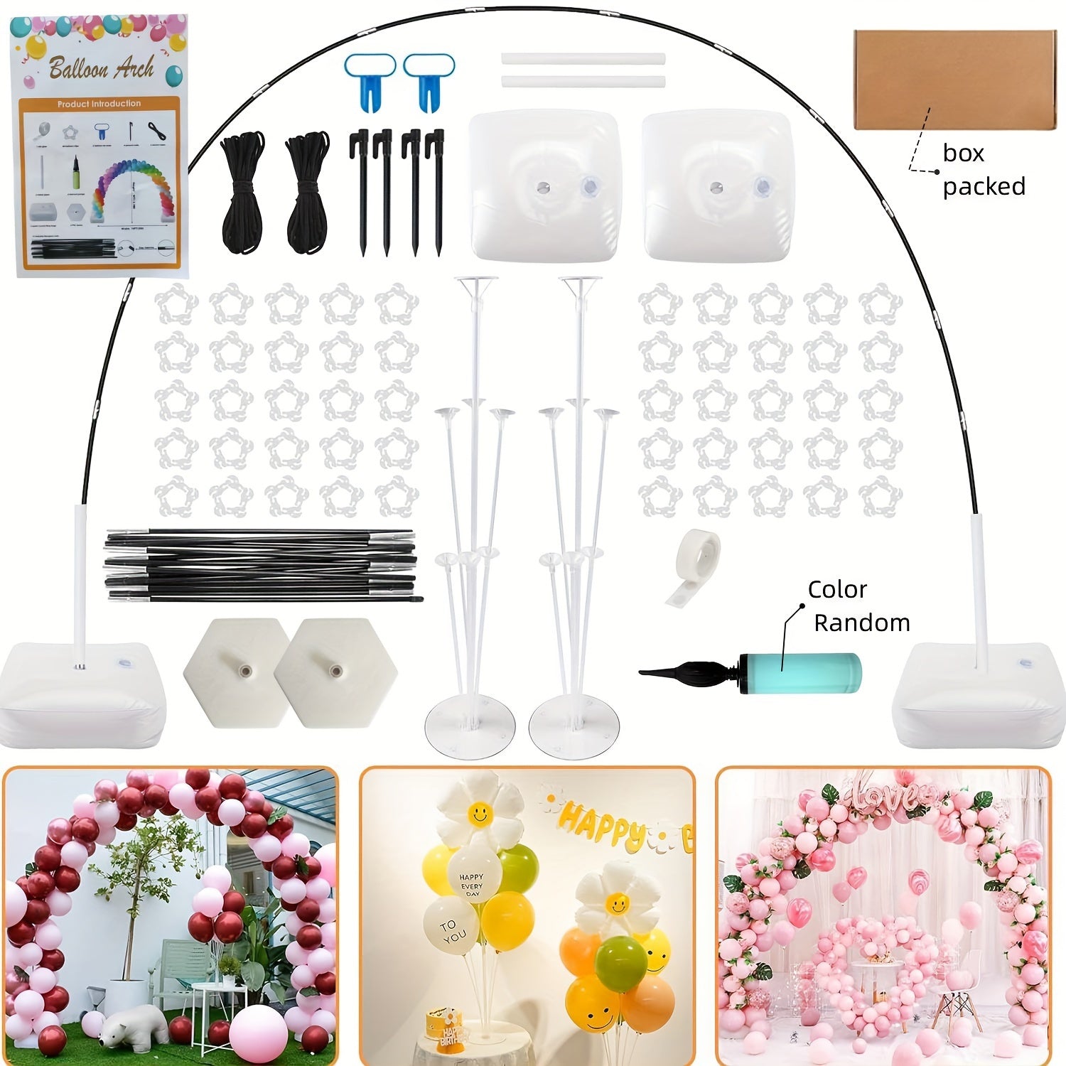 Black Glass Fiber Balloon Arch Kit for Parties and Events