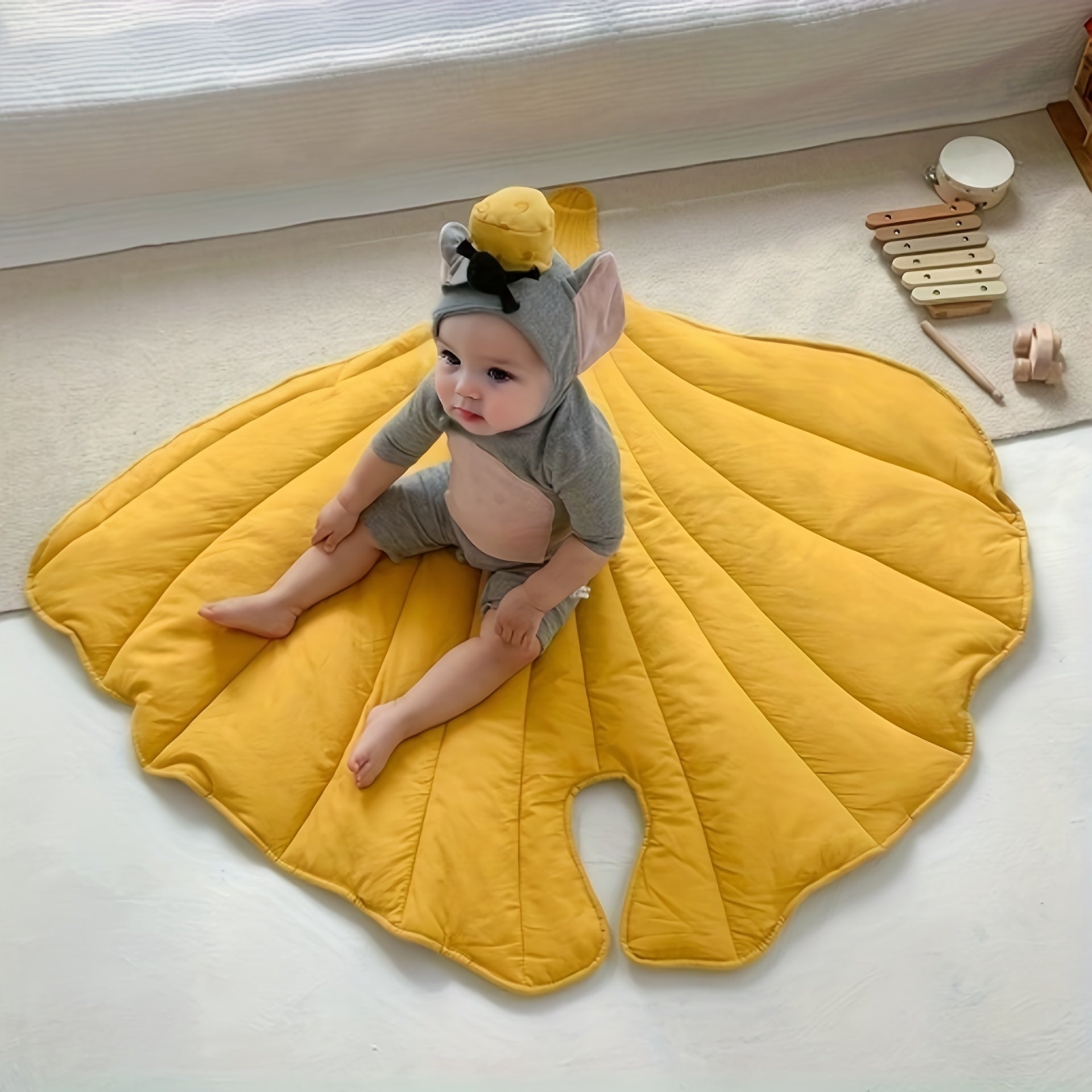 Cojín hoja nórdica para decoración interior, manta para niños, alfombra para trepar, almohada decorativa