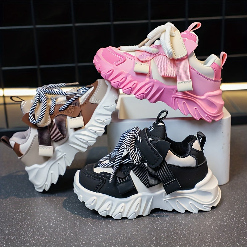 Girls' Casual Low Top Platform Sneakers Microfiber Synthetic Leather Non-Slip Durable All-Season