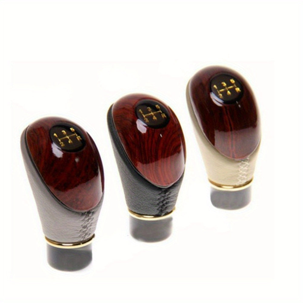 Universal Wooden PU Manual Gear Shift Knob for Cars and Trucks