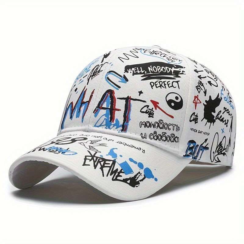 Gorra de béisbol de graffiti de poliéster, PVC recubierto, ligera, para fiesta, accesorio
