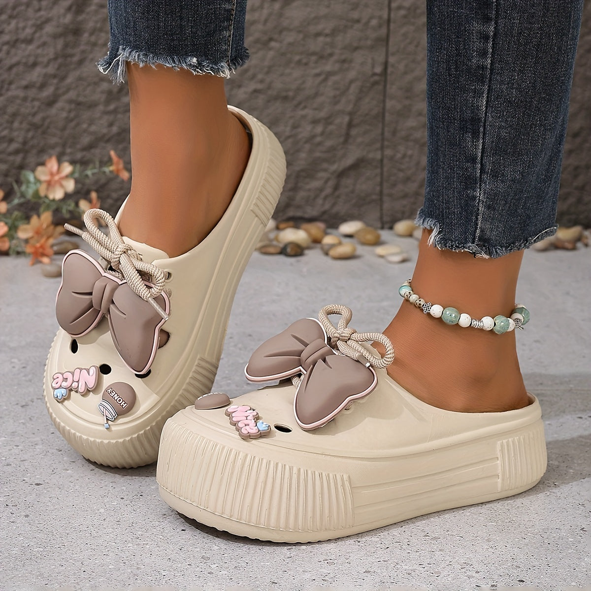 Women's Platform Lace Up Clogs Summer Beach Garden Mules