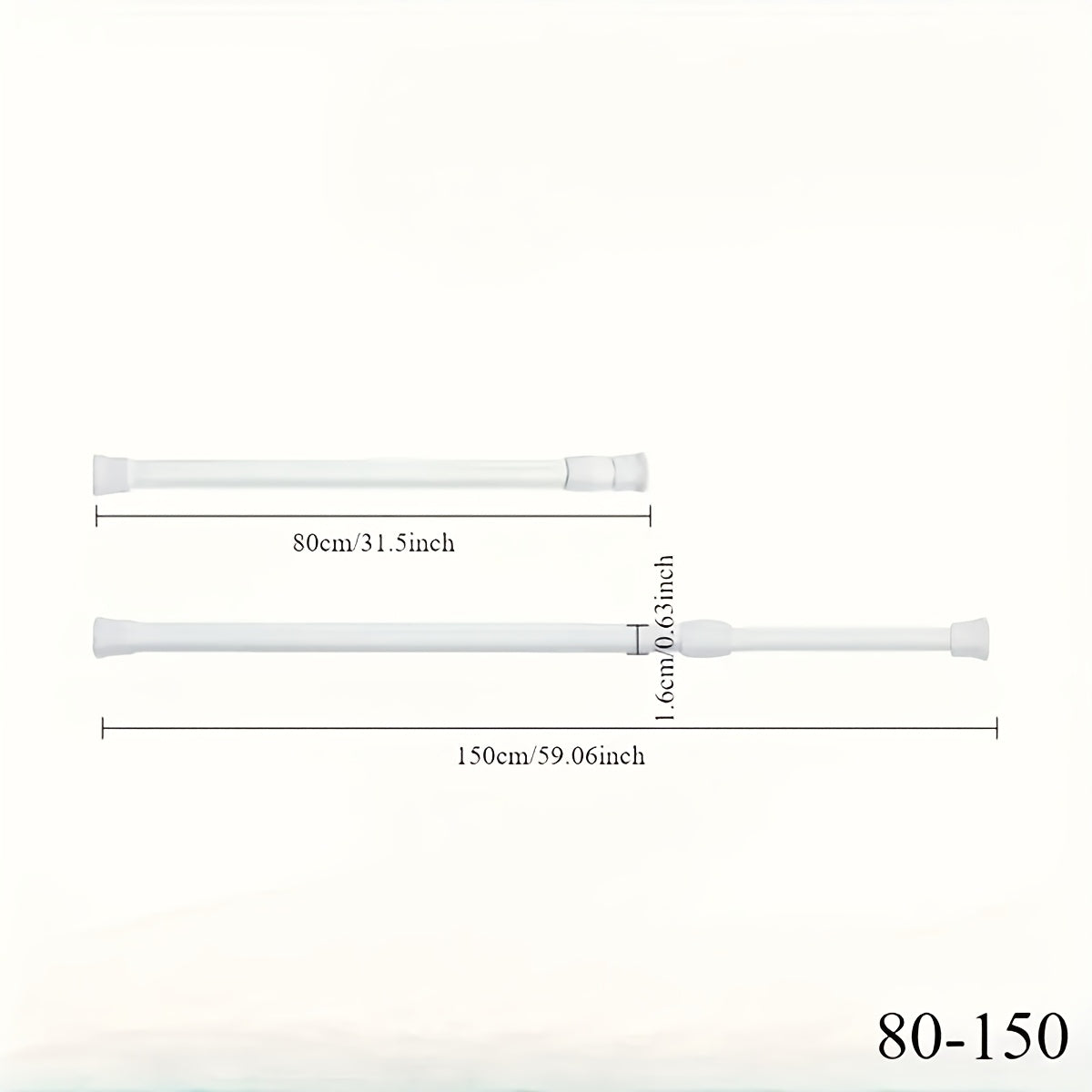 Adjustable Alloy Shower Rod No Drill Extendable from 99cm to 191cm Bathroom Closet Kitchen