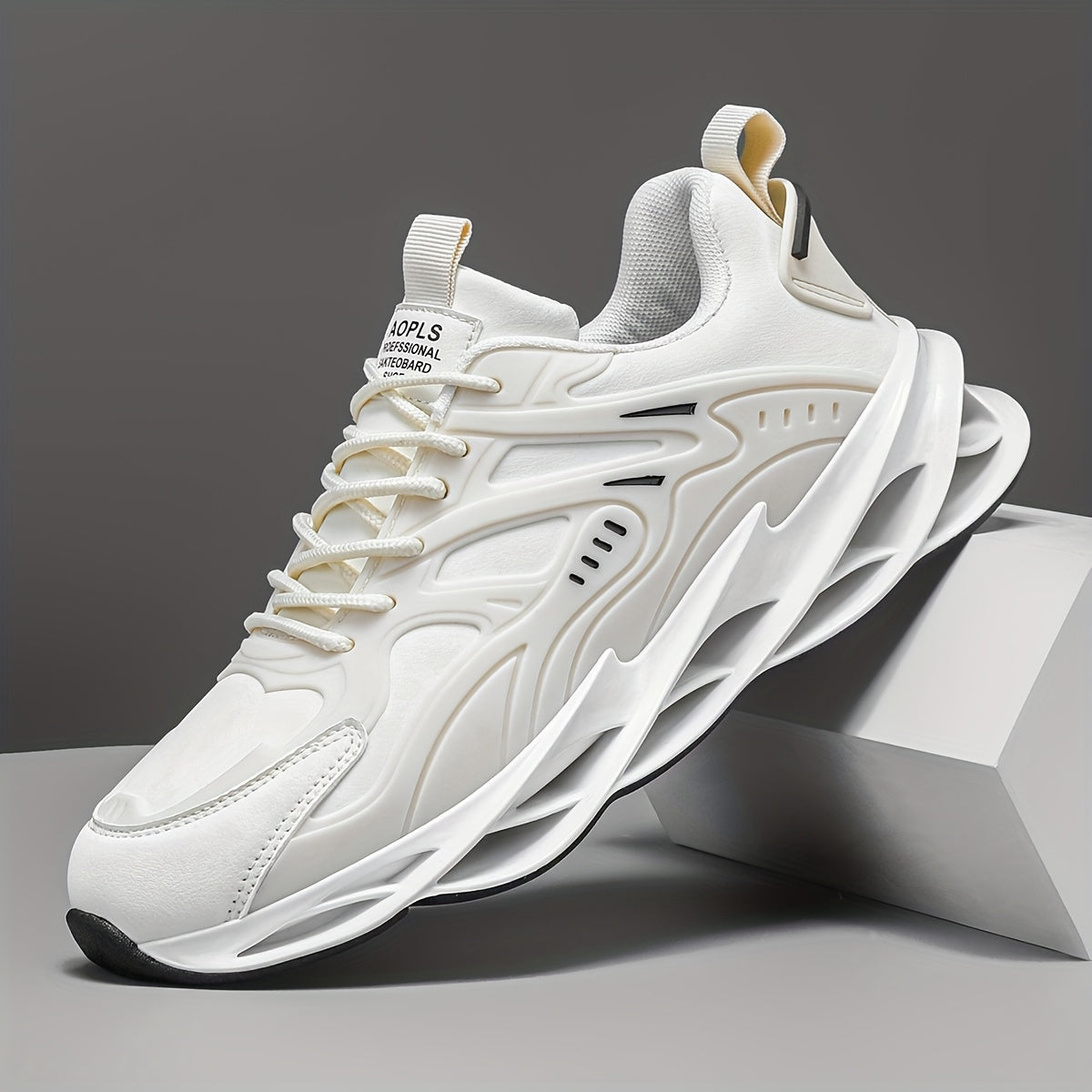 Men's Low-Top Sneakers with PU Upper Rubber Sole Casual Sports Shoes